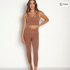 Varley let's move delta sports bra acorn tan XS